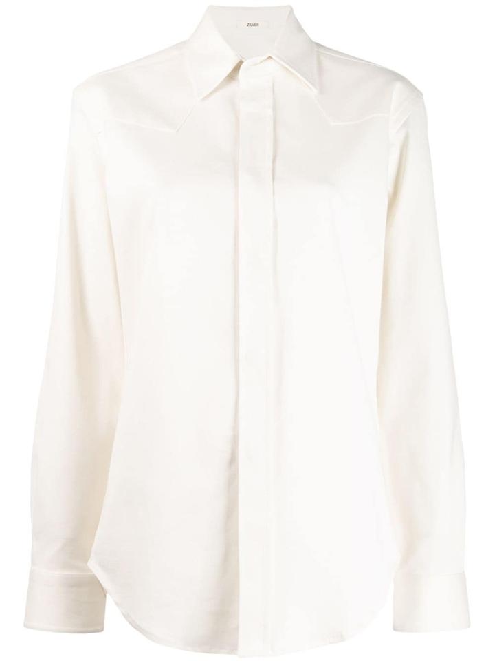 Zilver Button-down Shirt In Pre-consumer Recycled Denim - White