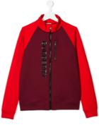 Burberry Kids Teen Logo Print Zipped Jacket - Red