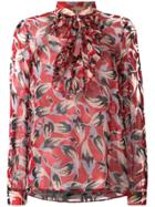 No21 Pussy Bow Floral Blouse - Red
