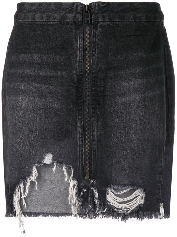 One Teaspoon Distressed Denim Skirt - Black