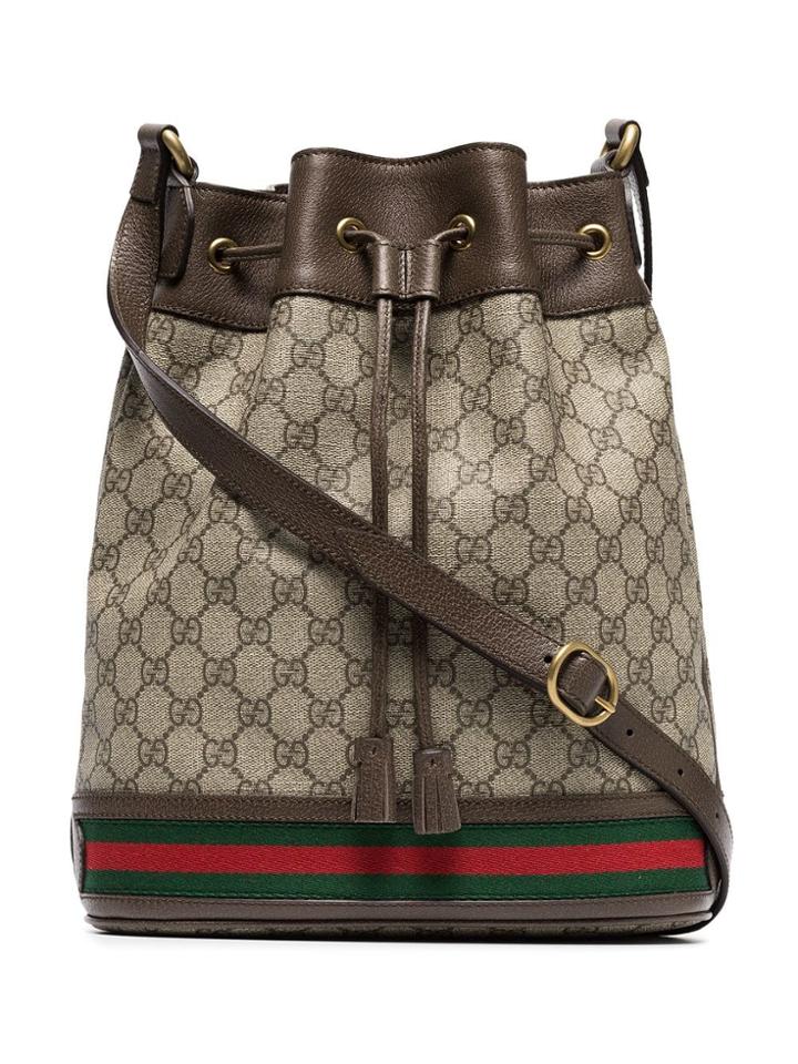 Gucci Gg Logo Bucket Bag - Brown