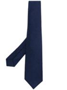 Kiton Herringbone Cashmere Tie - Blue