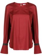Brunello Cucinelli Beaded Sleeve Blouse - Red