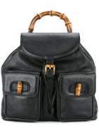 Gucci Vintage Bamboo Line Backpack - Black