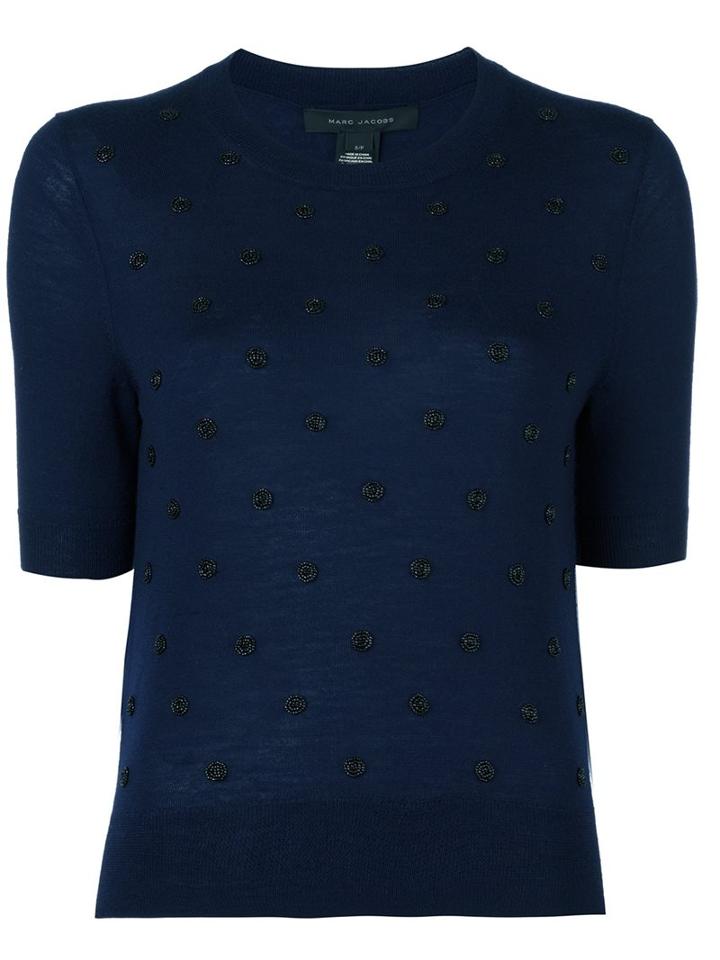 Marc Jacobs Short Sleeve Knitted Top, Women's, Size: Xs, Blue, Wool