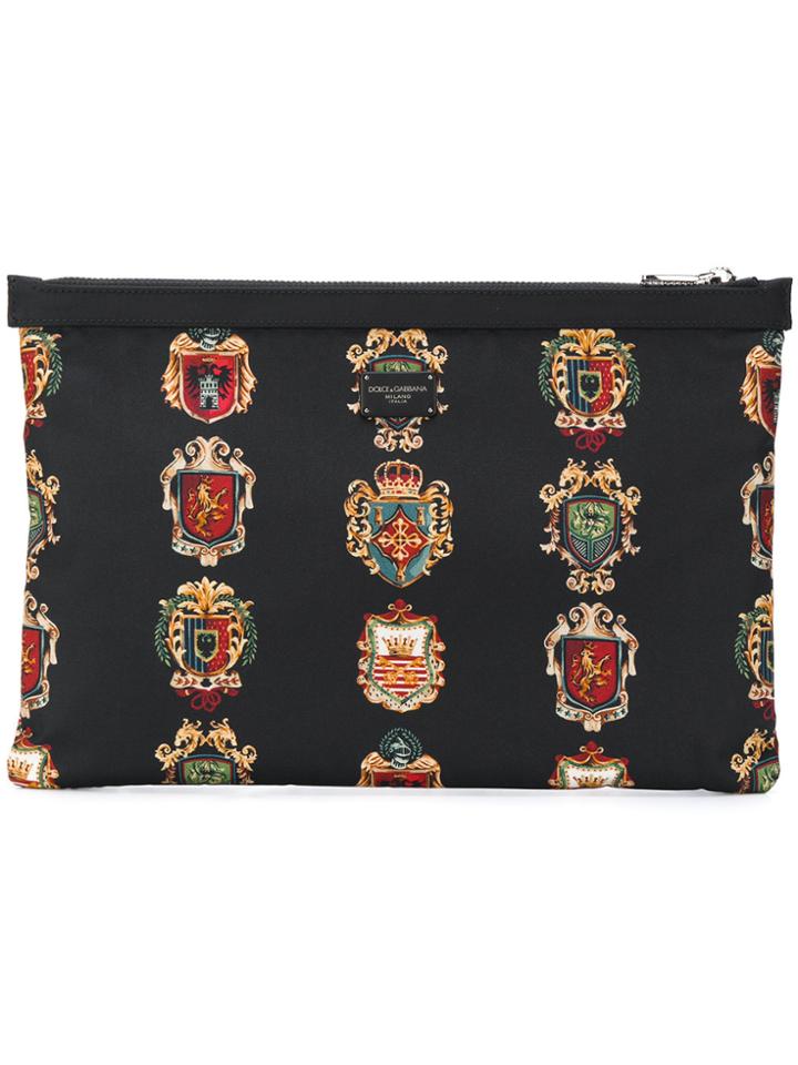 Dolce & Gabbana Crest Print Clutch - Black