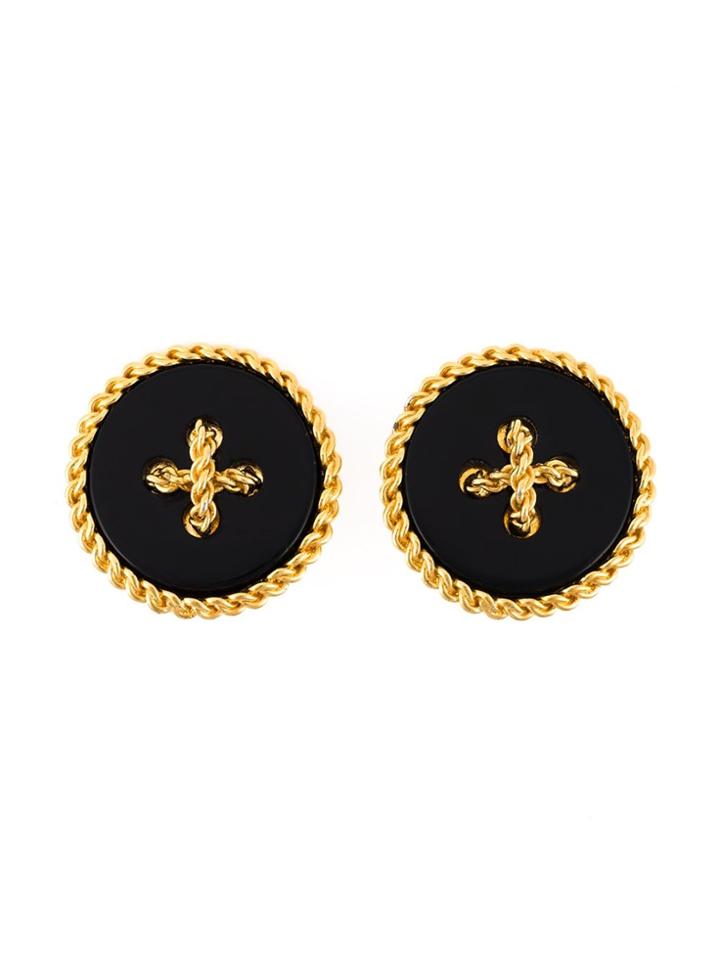 Chanel Vintage Couture Clip-on Earrings - Black