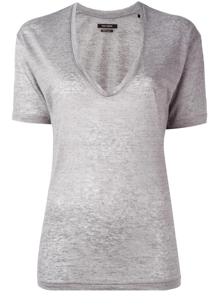 Isabel Marant - Maree T-shirt - Women - Linen/flax - S, Women's, Grey, Linen/flax