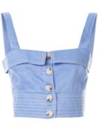 Suboo Buttoned Crop Top - Blue