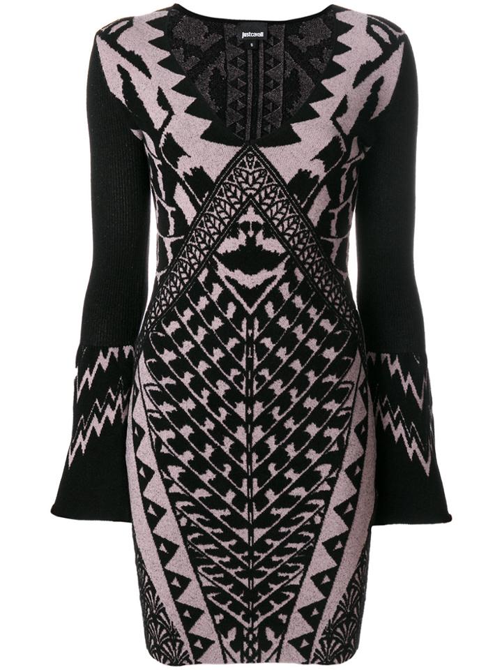 Just Cavalli Patterned Knit Dress - Black