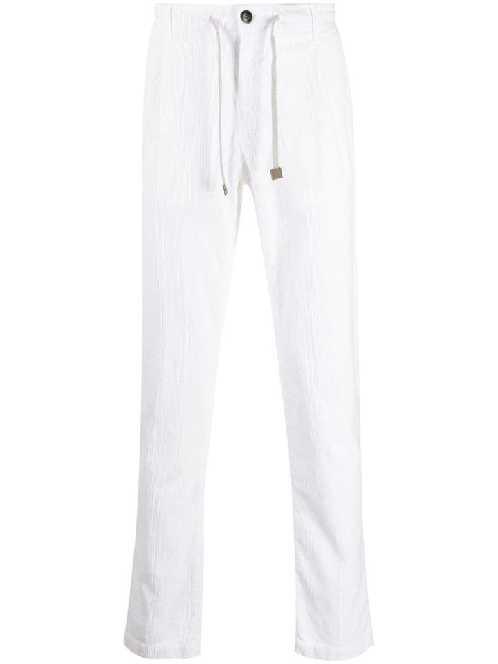 Eleventy Corduroy Effect Straight Trousers - White
