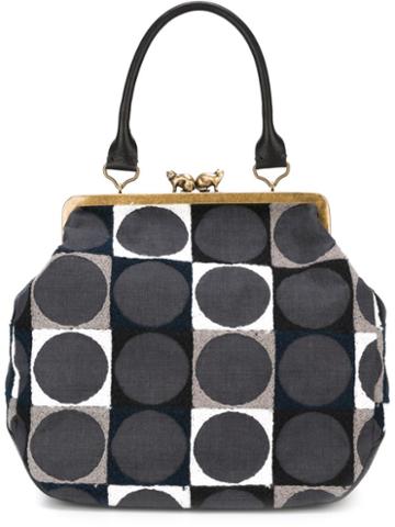 Minä Perhonen Circles Print Tote, Women's, Grey, Cotton/hemp/leather