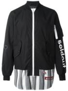 Sold Out Frvr Striped Detail Sleeve Pocket Bomber