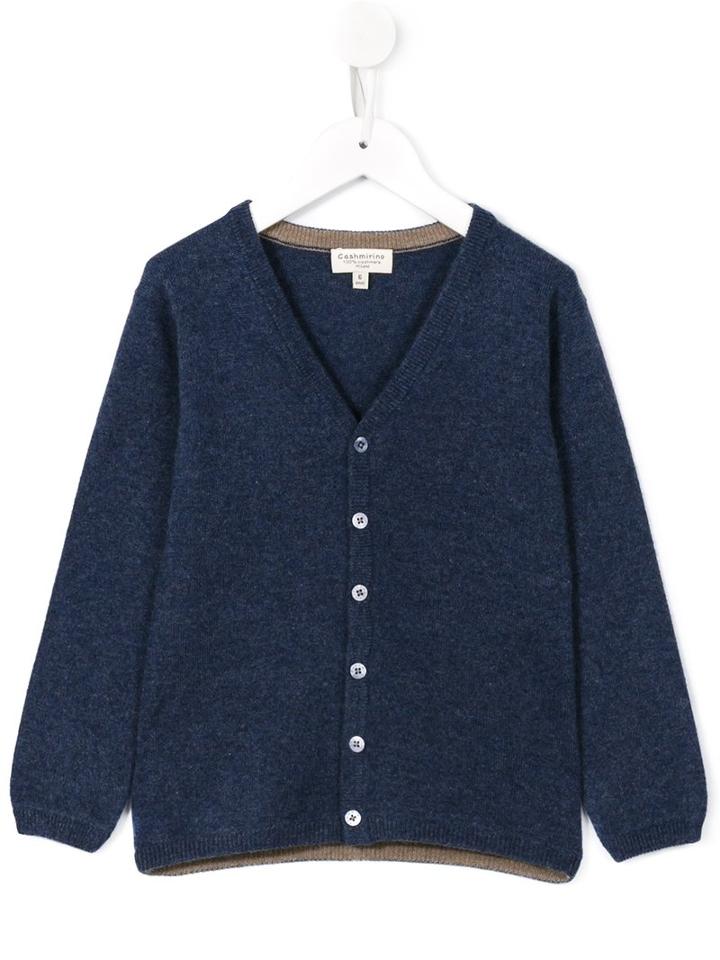 Cashmirino - V-neck Cardigan - Kids - Cashmere - 2 Yrs, Blue