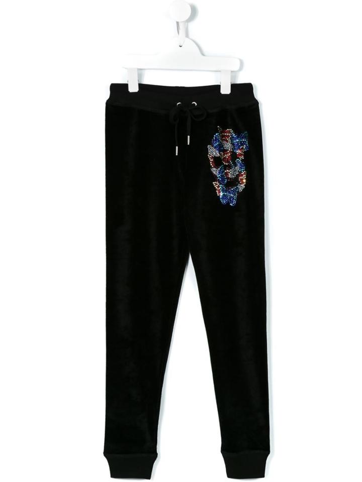 Philipp Plein Kids Flying Lily Track Pants, Girl's, Size: 12 Yrs, Black