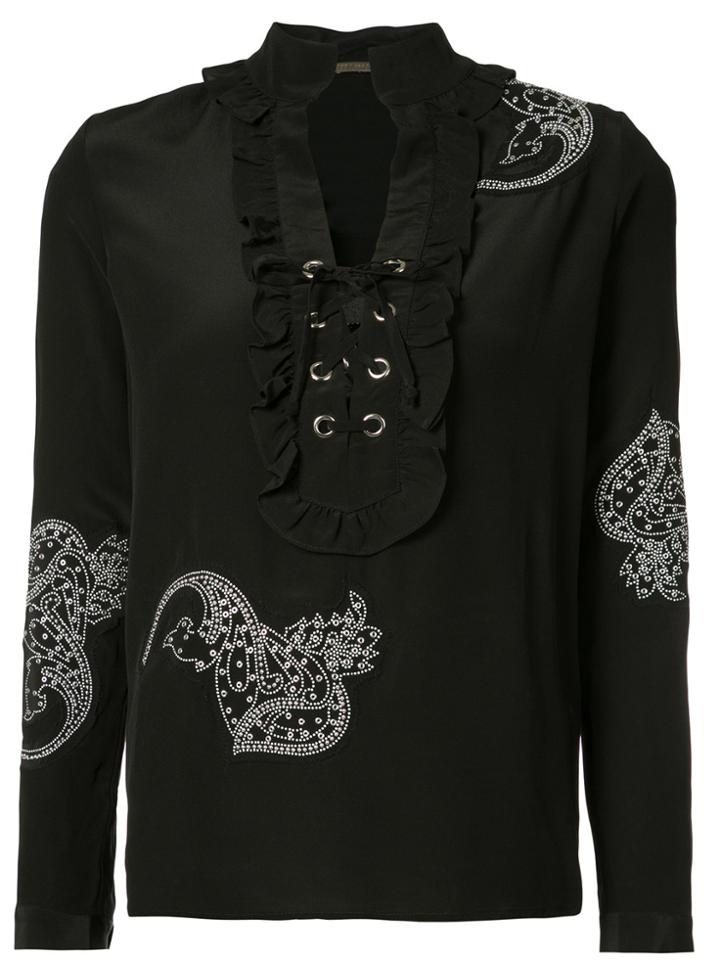 Dodo Bar Or Front Lace-up Detail Blouse - Black