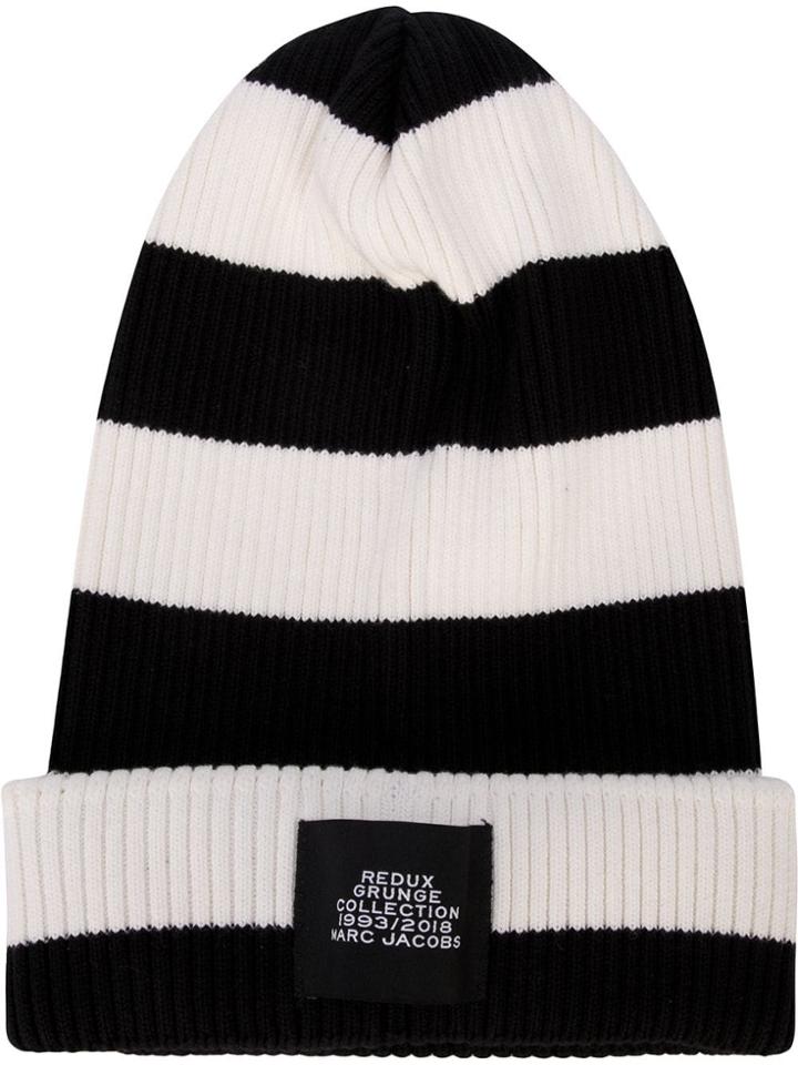Marc Jacobs Striped Beanie Hat - Black