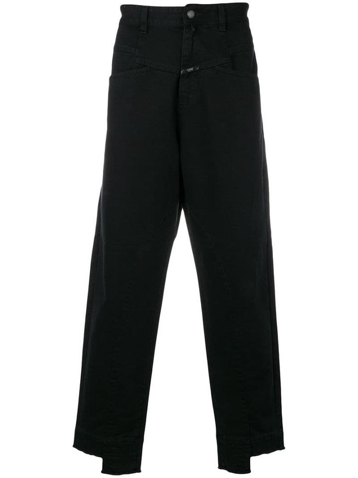 Closed Cut Hem Trousers - Black