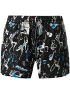 Dolce & Gabbana Jazz Band Swim Shorts, Men's, Size: Iii, Black, Polyester