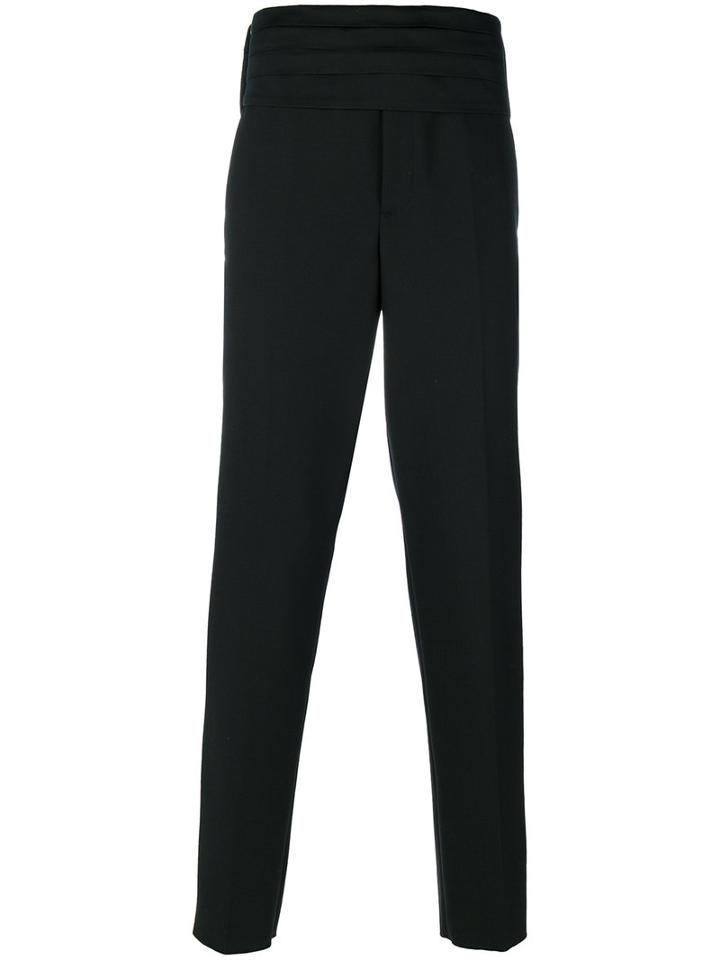 Neil Barrett - Banded Waist Tuxedo Trousers - Men - Cotton/polyester/spandex/elastane/virgin Wool - 50, Black, Cotton/polyester/spandex/elastane/virgin Wool