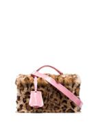 Natasha Zinko Brown Leopard Print Faux Fur Patent Leather Trim Cross