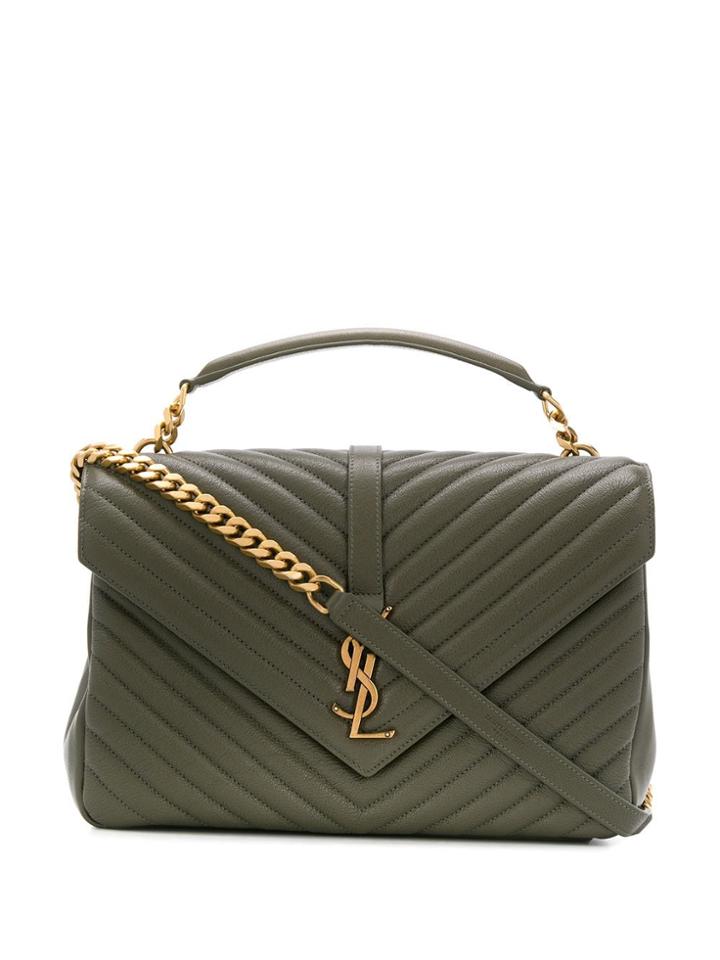 Saint Laurent Large Collège Bag - Green