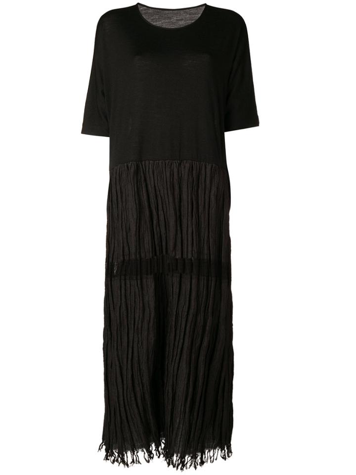 Uma Wang Pleat Skirt T-shirt Dress - Black