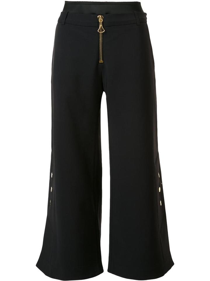 Ellery Wide Leg Cropped Trousers, Women's, Size: 4, Black, Cotton/nylon/spandex/elastane/wool
