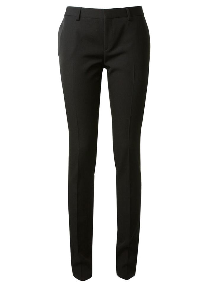 Saint Laurent Side Silk Stripe Trousers, Women's, Size: 42, Black, Cotton/polyester/virgin Wool