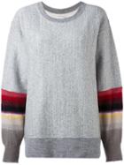 Facetasm - Stripe Sleeve Jumper - Women - Cotton/nylon/wool/kid Mohair - One Size, Grey, Cotton/nylon/wool/kid Mohair