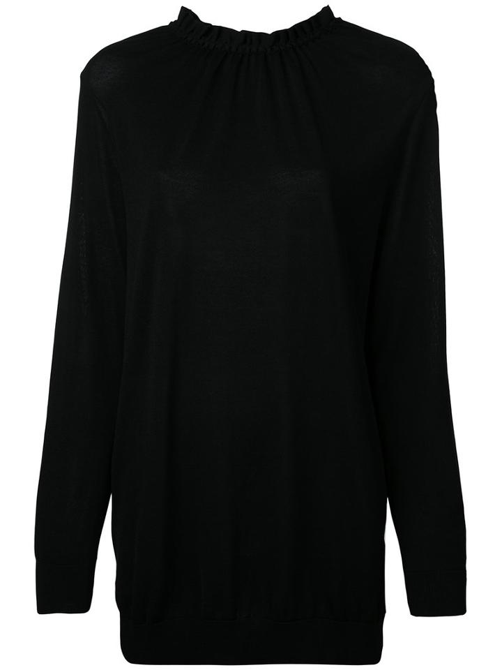 Marni - Drawstring Collar Blouse - Women - Silk/cotton - 42, Black, Silk/cotton
