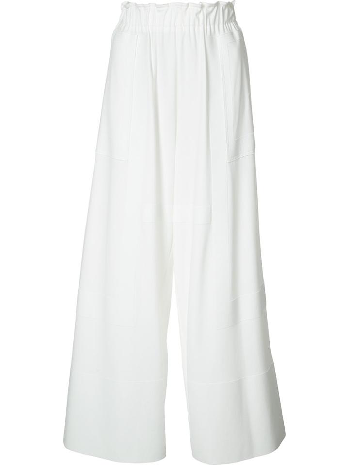 Issey Miyake Wide-leg Trousers, Women's, Size: 2, White, Cotton/nylon/polyurethane