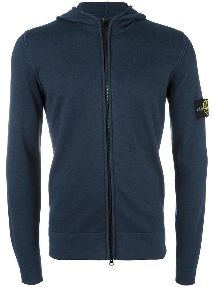 Stone Island Zip Up Hoodie, Men's, Size: Small, Blue, Cotton/cashmere