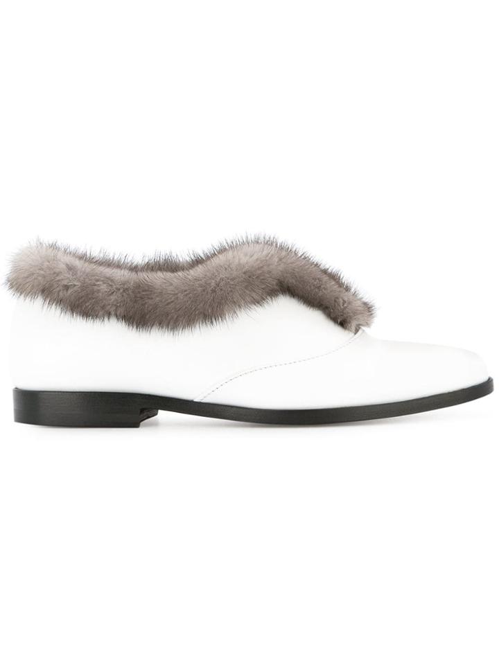 Rupert Sanderson Fur Lining Loafers - White