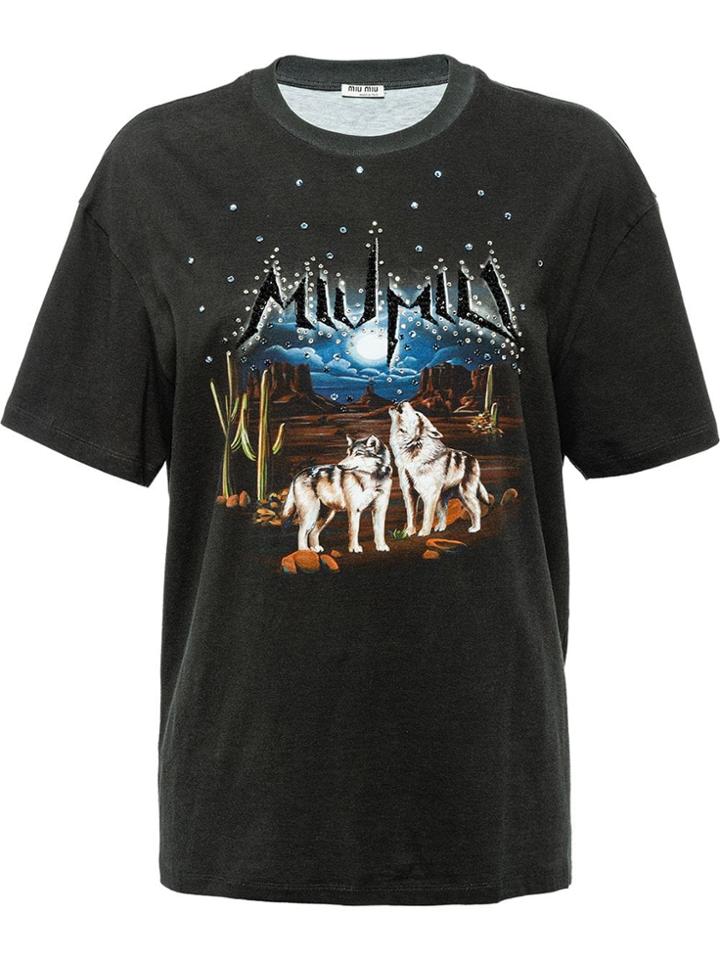 Miu Miu Desert Print T-shirt - Black
