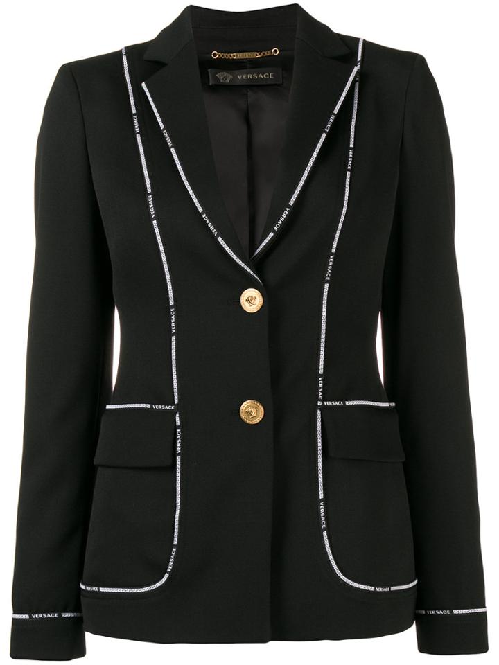 Versace Greek Key Logo-trimmed Jacket - Black