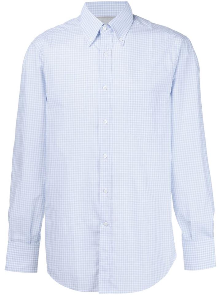 Brunello Cucinelli Checked Shirt, Men's, Size: Large, Blue, Cotton