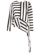 Semsem Striped Asymmetric Blouse - White