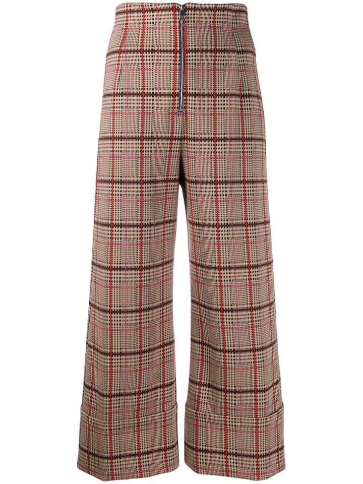 Pinko Plaid Cropped Trousers - Neutrals