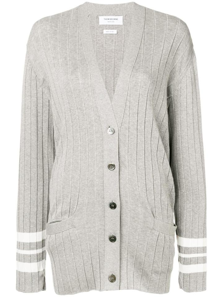 Thom Browne Trompe L'oiel Pleat Cardigan - Grey