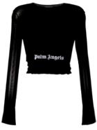 Palm Angels Cropped Logo Waistband Top - Black