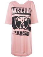 Moschino Branded T-shirt Dress - Pink & Purple