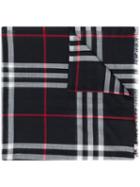 Burberry Lightweight Check Wool And Silk-blend Scarf - Blue