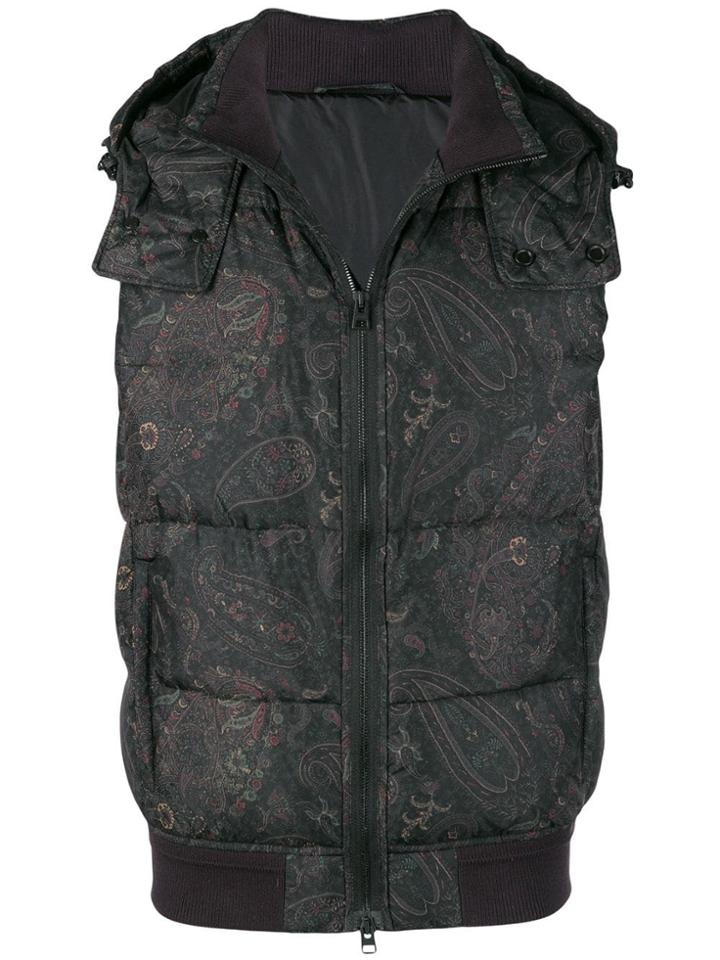 Etro Paisley Print Down Gilet - Black