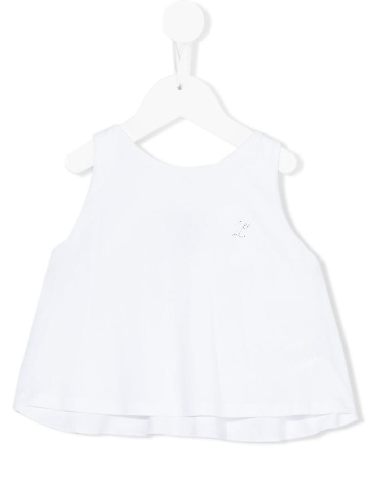 Lapin House - Rhinestone Logo Tank Top - Kids - Spandex/elastane/viscose - 10 Yrs, Girl's, White