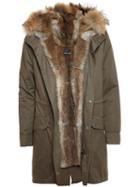 Yves Salomon Classic Rabbit Fur-lined Canvas Parka, Men's, Size: 46, Green, Rabbit Fur/polyester/coyote Fur