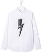 Neil Barrett Kids Lightening Strike Print Poplin Shirt - White