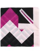 Salvatore Ferragamo Geometric Print Scarf, Women's, Pink/purple, Silk/cashmere
