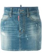 Dsquared2 Microstudded Denim Skirt, Women's, Size: 38, Blue, Cotton/spandex/elastane/polyester/aluminium