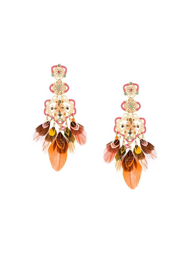 Gas Bijoux 'tapachula' Feather Earrings, Women's, Red